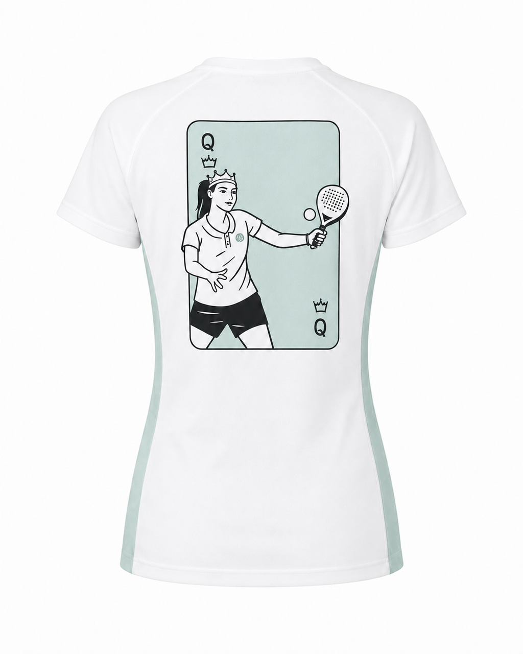 Tee-shirt technique padel femme QUEEN Vert Sauge – dos avec print – L'Atout Padel