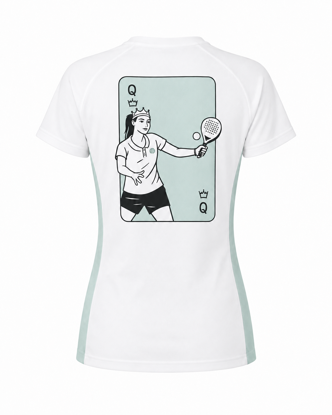 Tee-shirt technique padel femme QUEEN Vert Sauge – dos avec print – L'Atout Padel