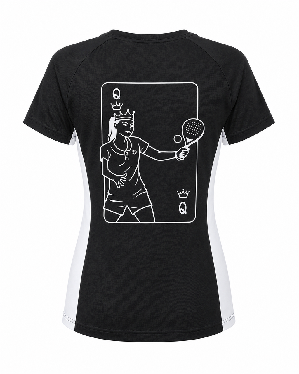Tee-shirt technique padel femme QUEEN Noir – dos avec print – L'Atout Padel