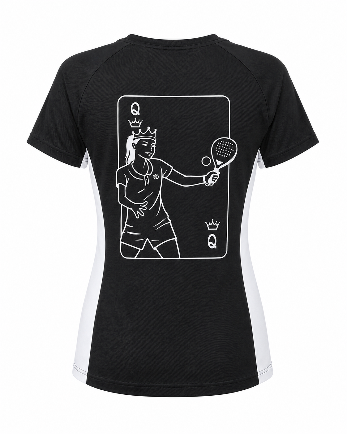 Tee-shirt technique padel femme QUEEN Noir – dos avec print – L'Atout Padel