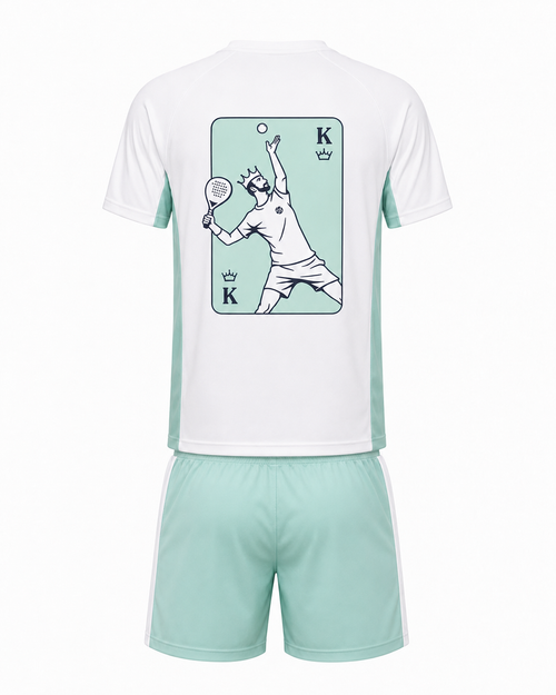 Ensemble technique padel homme KING Vert Sauge – vue dos – L'Atout Padel